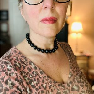 Black Glass Bead Necklace